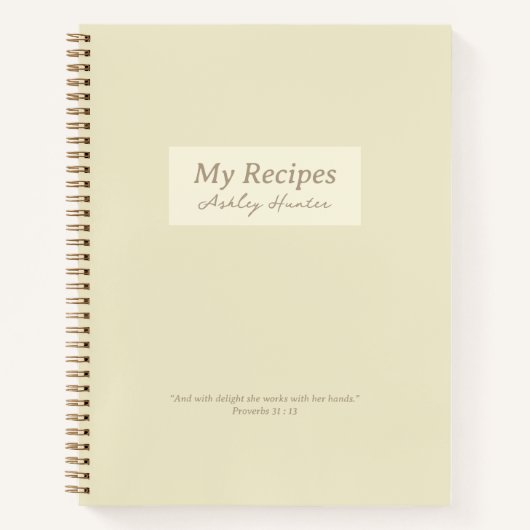Geel Christelijk werkwoord 31:3 Verse Recipe Book Notitieboek (Voorkant)