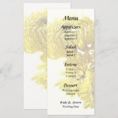 Geel chrysant hart menu (Voorkant / Achterkant)