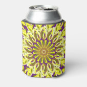 Geel chrysanthemum Bloem Paars Abstract Blikjeskoeler (Blikje Achterkant)