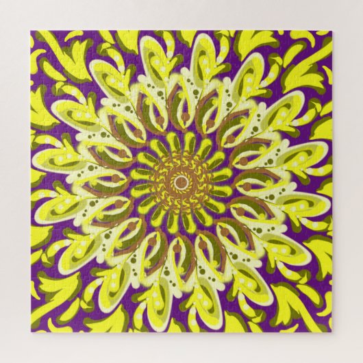Geel chrysanthemum Bloem Paars Abstract Legpuzzel (Verticaal)