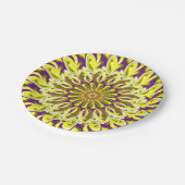 Geel chrysanthemum Bloem Paars Abstract Papieren Bordje (Gekanteld)