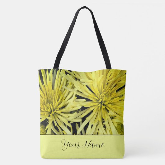  geel chrysanthemum bloemig tote bag (Achterkant)