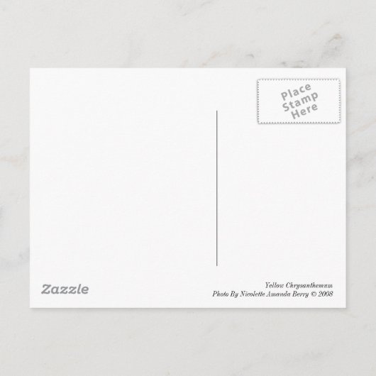 Geel chrysanthemum briefkaart (Achterkant)