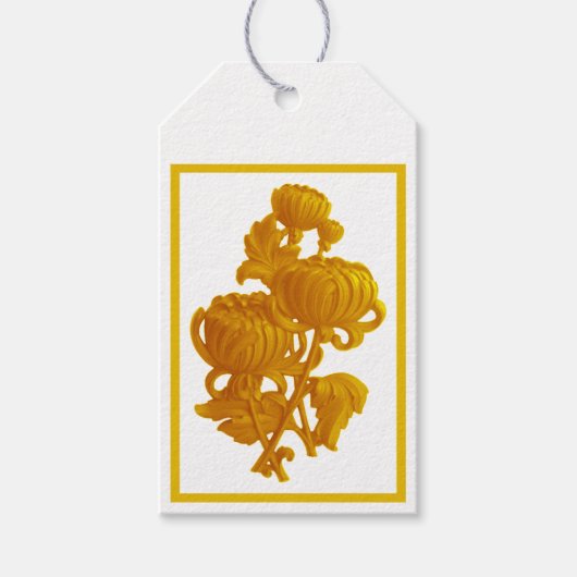 Geel chrysanthemum cadeaulabel (Voorkant)