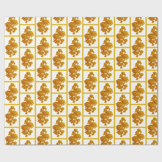 Geel chrysanthemum cadeaupapier (Vlak)