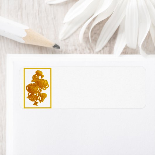 Geel chrysanthemum etiket (Insitu)