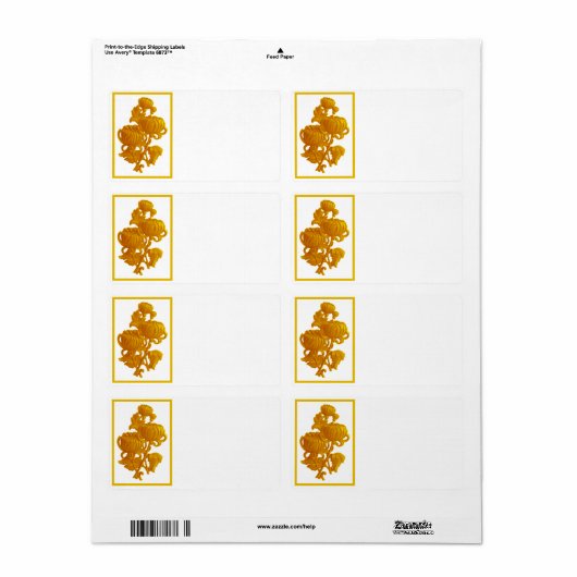 Geel chrysanthemum etiket (Full Sheet)