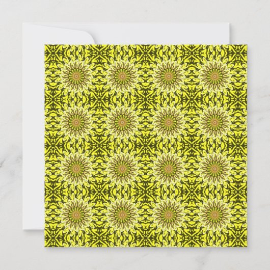 Geel Chrysanthemum Floral Abstract gepatterd Feestdagenkaart (Voorkant)