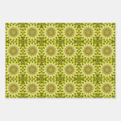 Geel Chrysanthemum Floral Abstract gepatterd Inpakpapier Vel (Voorkant 3)