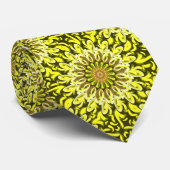Geel Chrysanthemum Floral Abstract gepatterd Stropdas (Opgerold)