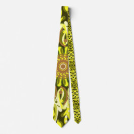 Geel Chrysanthemum Floral Abstract gepatterd Stropdas