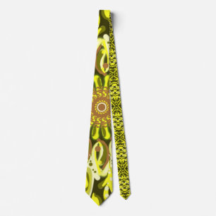 Geel Chrysanthemum Floral Abstract gepatterd Stropdas