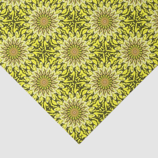 Geel Chrysanthemum Floral Abstract gepatterd Tissuepapier (Detail)