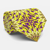 Geel Chrysanthemum Floral Paars gebarenteerd Stropdas (Opgerold)