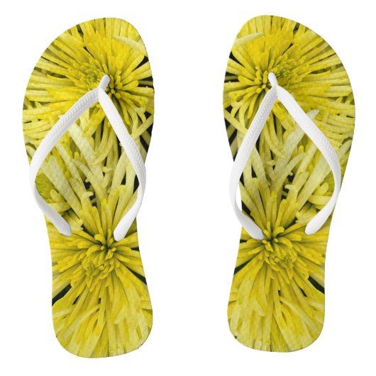 Geel Chrysanthemum Floral Teenslippers (Voetbed)