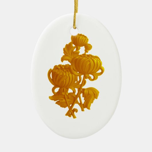 Geel chrysanthemum keramisch ornament (Voorkant)