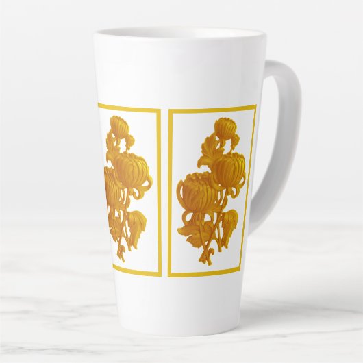 Geel chrysanthemum Moederdag Latte Mok (Rechterhoek)