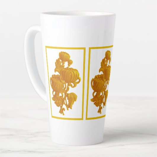 Geel chrysanthemum Moederdag Latte Mok (Linkerhoek)