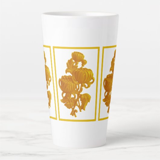 Geel chrysanthemum Moederdag Latte Mok (Voorkant)