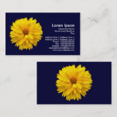 Geel chrysanthemum - Navy Blue Visitekaartje (Voorkant / Achterkant)
