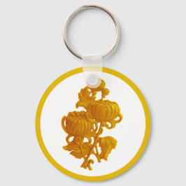Geel chrysanthemum sleutelhanger
