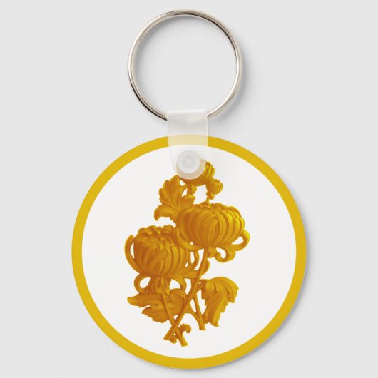 Geel chrysanthemum sleutelhanger (Voorkant)