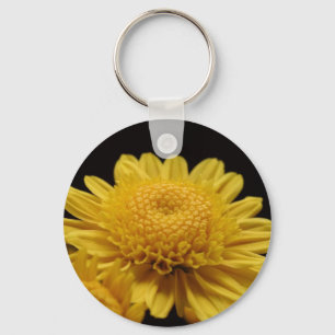 Geel chrysanthemum sleutelhanger