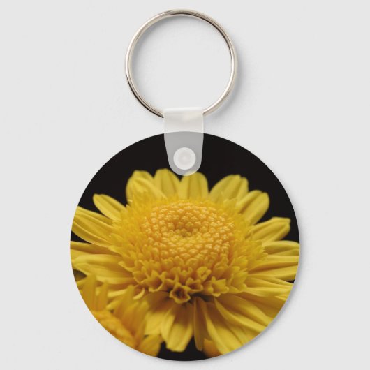 Geel chrysanthemum sleutelhanger (Voorkant)