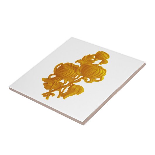 Geel chrysanthemum tegeltje (Zijkant)