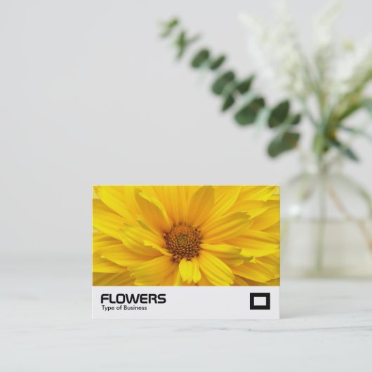 Geel chrysanthemum visitekaartje (Staand voorkant)