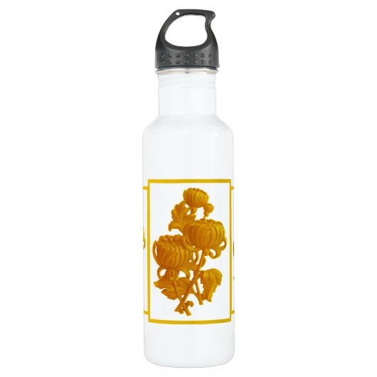 Geel chrysanthemum waterfles  (Voorkant)