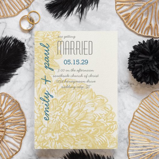 Geel Chrysanthumum bruiloft Kaart