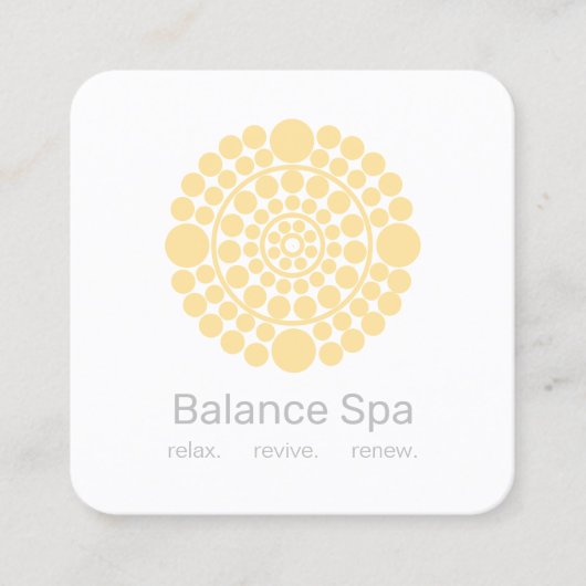 Geel cirkelmotief Logo Vierkante Visitekaartje (Voorkant)