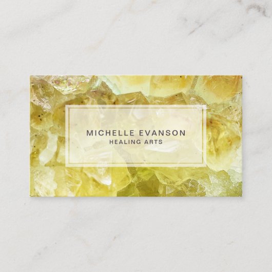 Geel Citrien Crystal Massage Therapeut Visitekaartje (Voorkant)