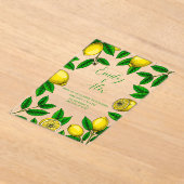 Geel Citroen & Bladergroen Acryl Uitnodiging (Laagn)