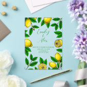 Geel Citroen & Bladergroen Acryl Uitnodiging (Insitu (Huwelijk))
