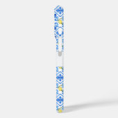 Geel Citroen Blauwe Tegel Waterverf Monogram Naam Case-Mate iPhone Case (Achterkant / Links)
