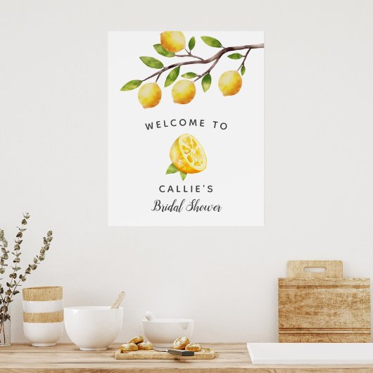 Geel citroen bruidsdouche welkomstbord poster (Keuken)