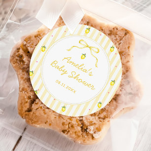 Geel Citroen Citrus Strepen Baby Shower Sticker