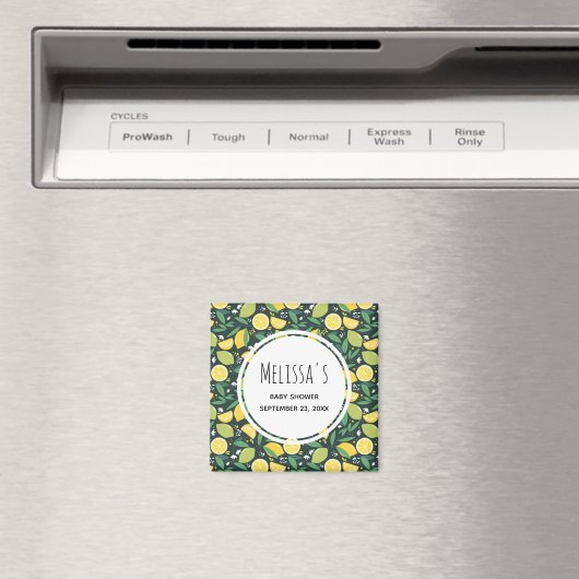 Geel Citroen en Limoen Fruit Patroon Bewaar de Dat Magneet (Insitu (Vaatwasser))