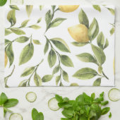 Geel citroen Mediterraans bruidscadeau Theedoek (Gevouwen)