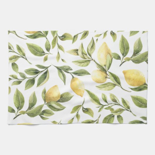 Geel citroen Mediterraans bruidscadeau Theedoek (Horizontaal)