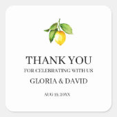 Geel Citroen Modern Huwelijk Vierkante Sticker (Voorkant)