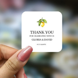 Geel Citroen Modern Huwelijk Vierkante Sticker