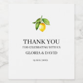 Geel Citroen Modern Huwelijk Wijn Etiket (Enkel label)