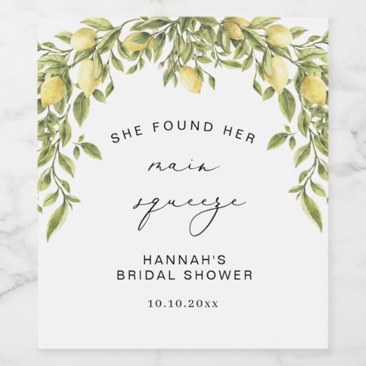 Geel Citroen Sorrento Mediterraan Bruidsmeisjesfee Wijn Etiket (Enkel label)