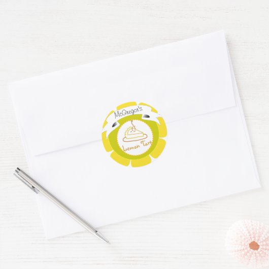 Geel Citroen taart taart label (Envelop)