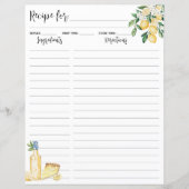 Geel citroenfruit en blauwe strepen Recept Invoege (Voorkant)