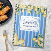 Geel citroenfruit en blauwe strepen Recept Journal Notitieboek