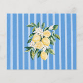 Geel citroenfruit en blauwe strepen Recept Kaart (Achterkant)